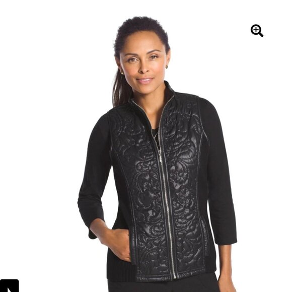 NWT Chico's Black Quilted Women's Winter Puffer Vest - Picture 2 of 6